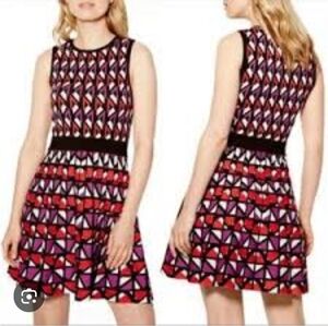 NWOT Karen Millen Black and White Fit and Flare Mini Dress XS
